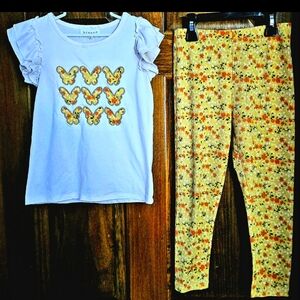 BTWEEN: 2-Piece Set, SS Top w/🦋 & Flutter Sleeves, Matching Pants, Size: 6, EUC